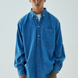 LIBERATURS DENIM LS BUTTON SHIRT - MID BLUE