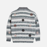 PATTA PEACE & LOVE KNITTED CARDIGAN  - FORGED IRON GREY / WHITE