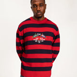 PATTA STRIPED FLAG KNITTED PULLOVER SWEATER - NAVY / RED